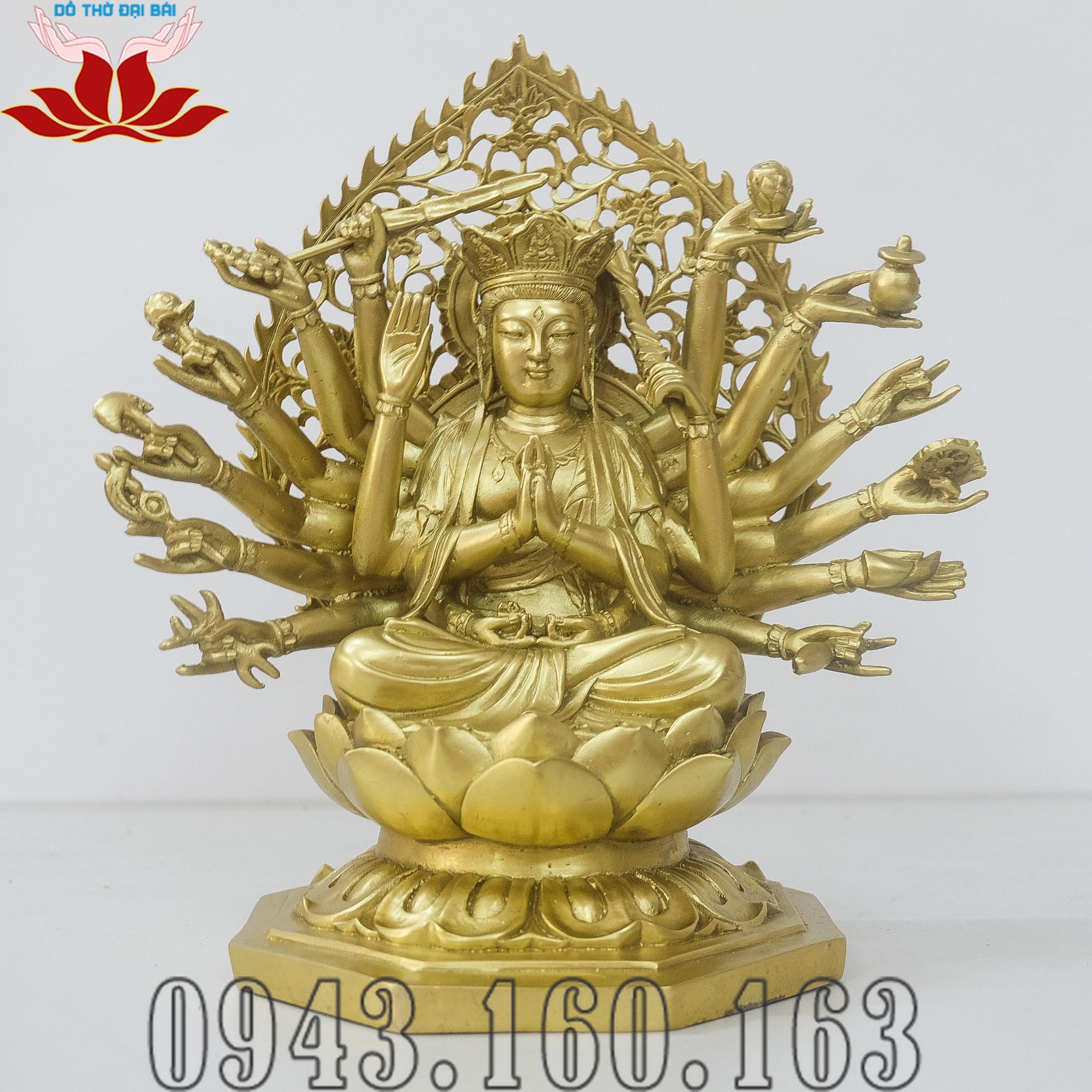 Tượng Phật Chuẩn Đề Bằng Đồng Vàng - Đồ thờ Đại Bái