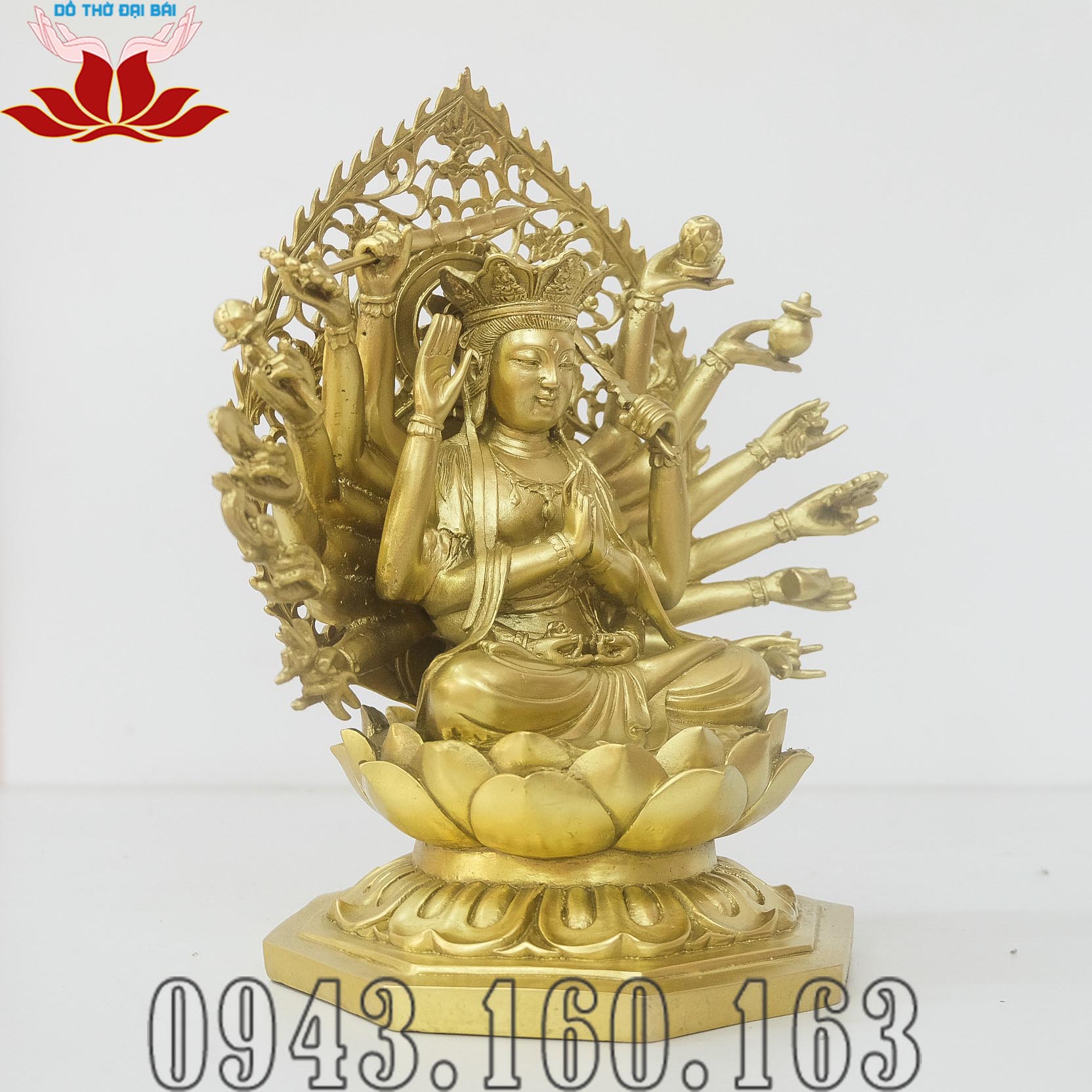 Tượng Phật Chuẩn Đề Bằng Đồng Vàng - Đồ thờ Đại Bái